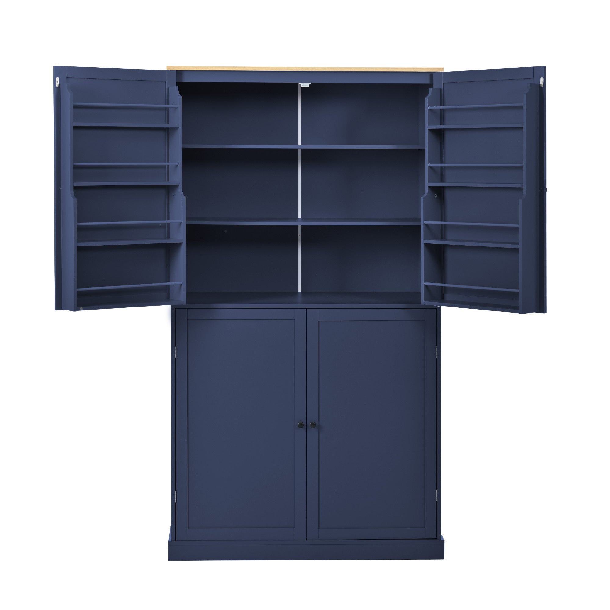 [Assembly Video Provided]TOPMAX 40.2x20x71.3inch High Freestanding Kitchen Pantry Large Cupboard Storage Cabinet with 2 Drawers, 2 Adjustable Shelves, 8 Door Shelves for Kitchen, Dining Room,Blue - Grand Goldman Shop