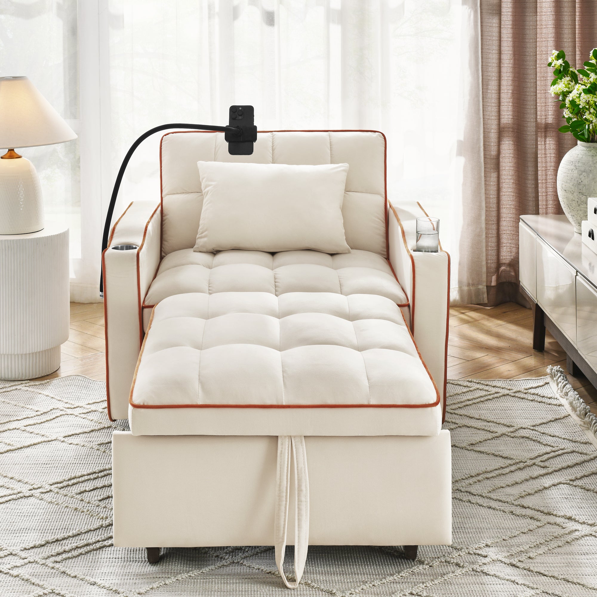 Convertible Sleeper Chair Sofa Bed Adjustable Pull Out Sleeper Chair Bed Multi-Pockets Folding Sofa Bed for Living Room Bedroom Small Space,3-in-1 Sofa Bed - Grand Goldman Shop