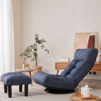 Navy Adjustable Japanese Reclining Floor Chair Sofa with Metal Frame for Living Room & Balcony - Grand Goldman Shop