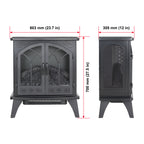 Classical 24-Inch 3D Flame Electric Infrared Quartz Fireplace Stove with Remote Control, Antique Black, Tempered Glass & Sheet Metal - Grand Goldman Shop