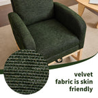 Modern Accent Rocking Chair Rocking Chair with Solid Wood Legs, Upholstered Nursery Glider Rocker, Comfy Armchair with Side Pocket, Living Room Lounge Arm Chair with High Backrest fabric - Grand Goldman Shop