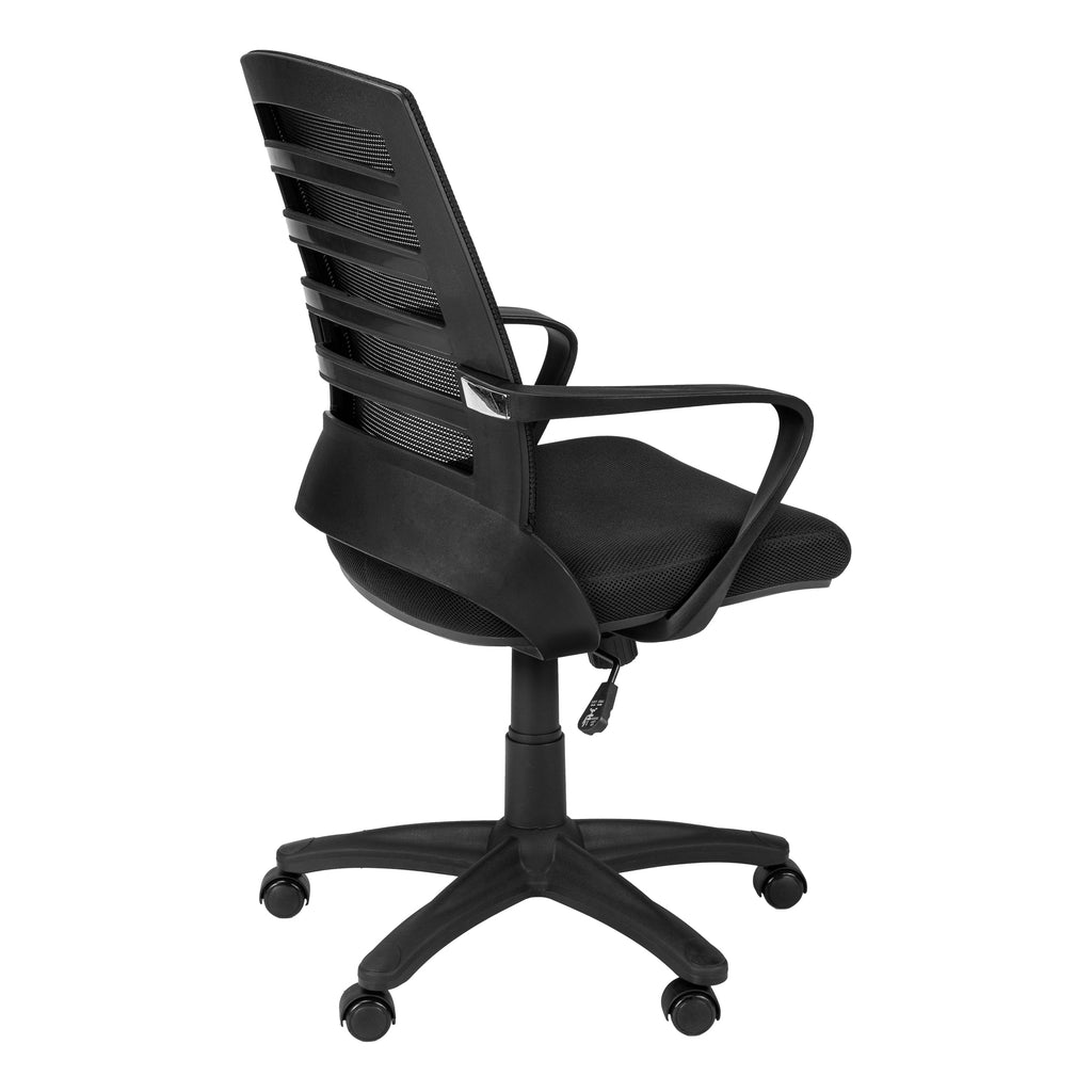 Office Chair, Adjustable Height, Swivel, Ergonomic, Armrests, Computer Desk, Work, Black Mesh, Black Metal, Contemporary, Mod