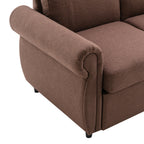 Orisfur Pull Out Sofa Bed Loveseat Sleeper with Twin Size Memory Mattress, USB Ports, Brown Linen, 57.9' - Grand Goldman Shop