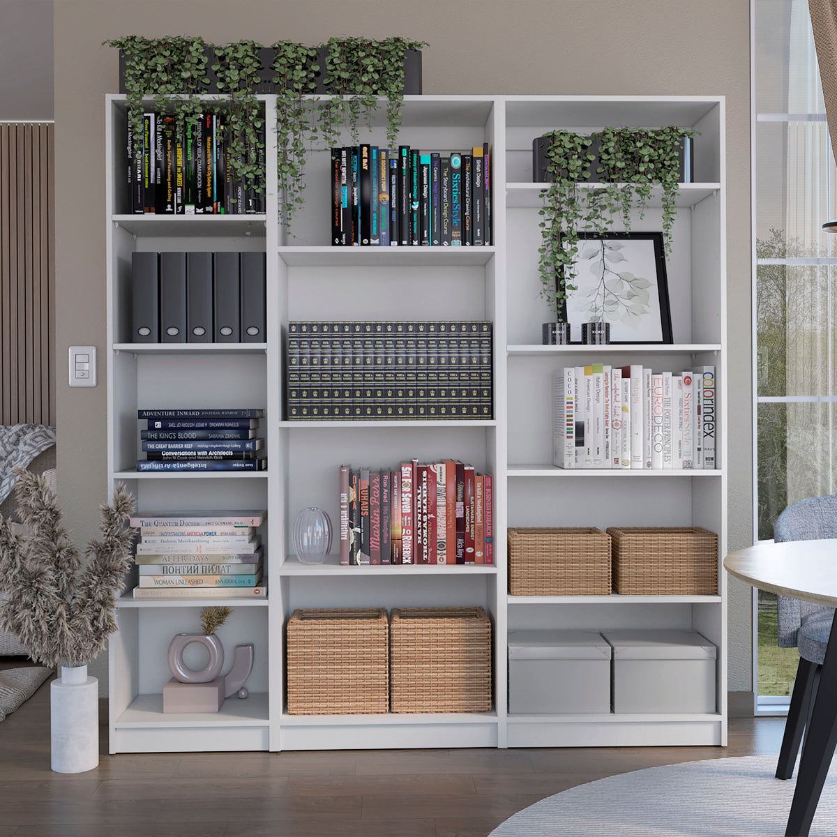 Dupree 3 Piece Home Bookcase set, 67' Wide with 14 Shelves ,  Living Room Set Set  White | Premium Home Decor - Grand Goldman