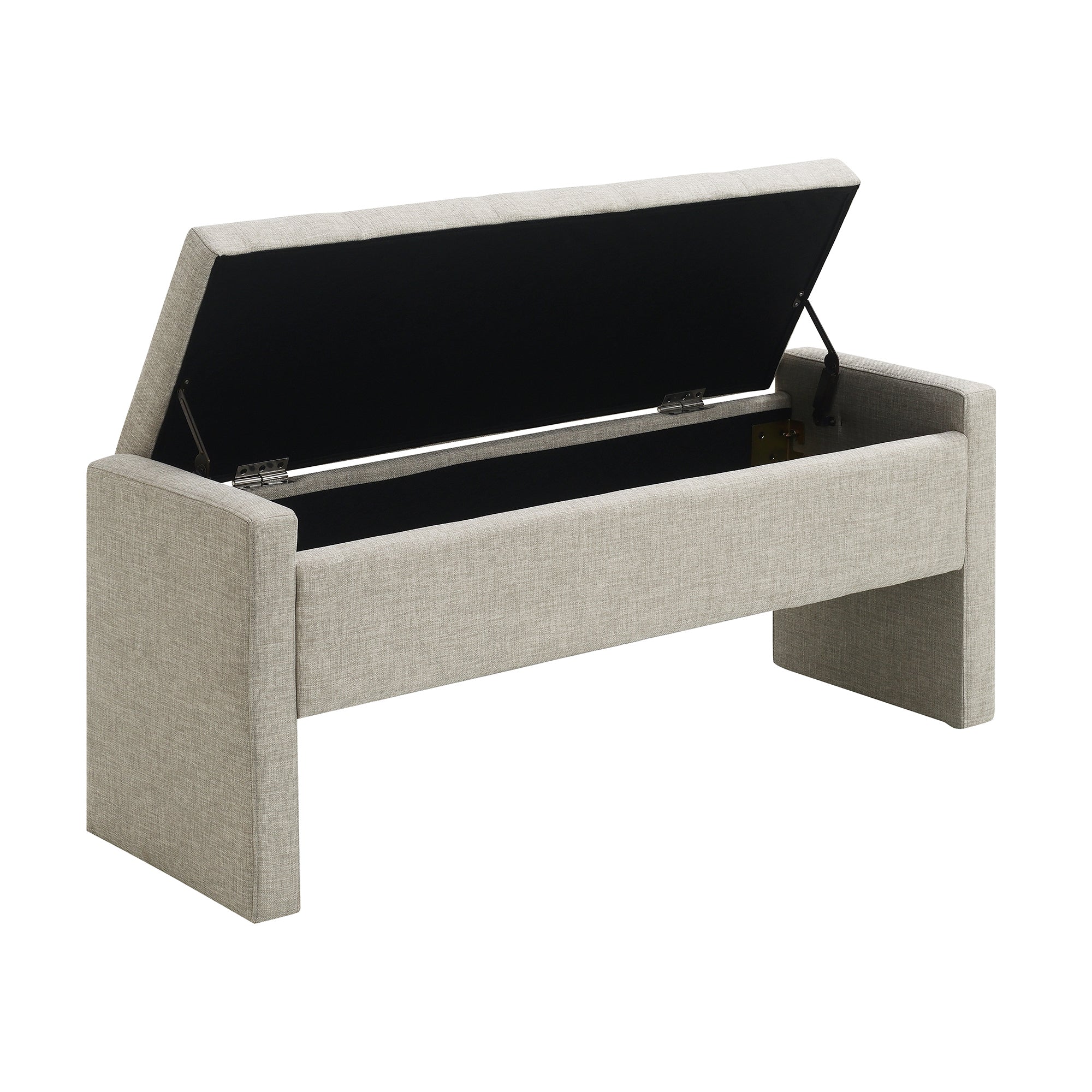 Modern Upholstered Bed End Bench with Storage, Comfy Light Grey Linen Foot Rest for Living Room and Bedroom - Grand Goldman Shop