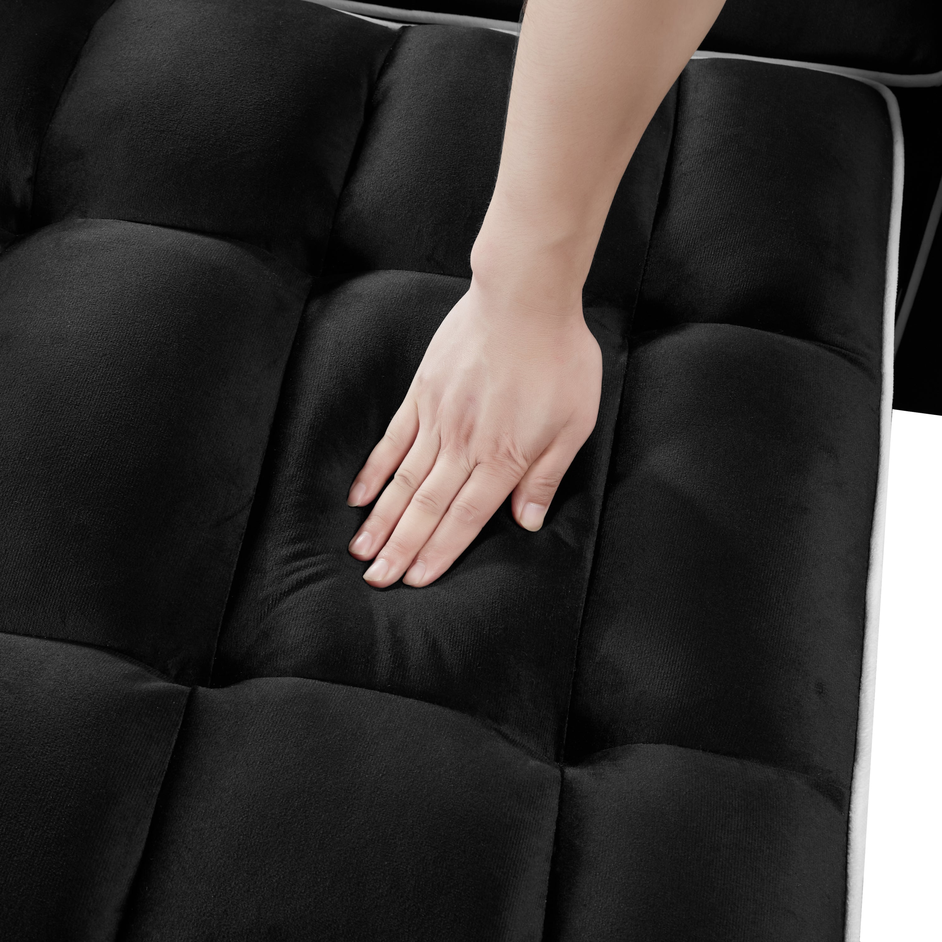 Convertible Sleeper Chair Sofa Bed with Multi-Pockets, Adjustable Pull Out Sofa for Small Spaces, Black Velvet - Grand Goldman Shop