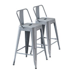 Modern Light Weight Industrial Contemporary Rustic Vintage Costal Metal Barstools with Bucket Back and 4 Leg Design, Seat Bar