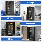 71'H Metal Garage Storage Cabinet with Wheels and Lock, Heavy Duty Rolling Metal Cabinet, 4 Adjustable Shelves (180lb Each), 