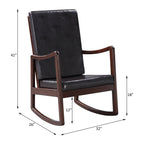 Raina Dark Brown Synthetic Leather & Espresso Finish Rocking Chair with Foam Cushioning, 220lb Capacity - Grand Goldman Shop