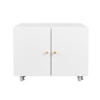 White Steel 2-Door Copier Cabinet with Mobile Pedestal and Printer Stand | Premium Home Decor - Grand Goldman