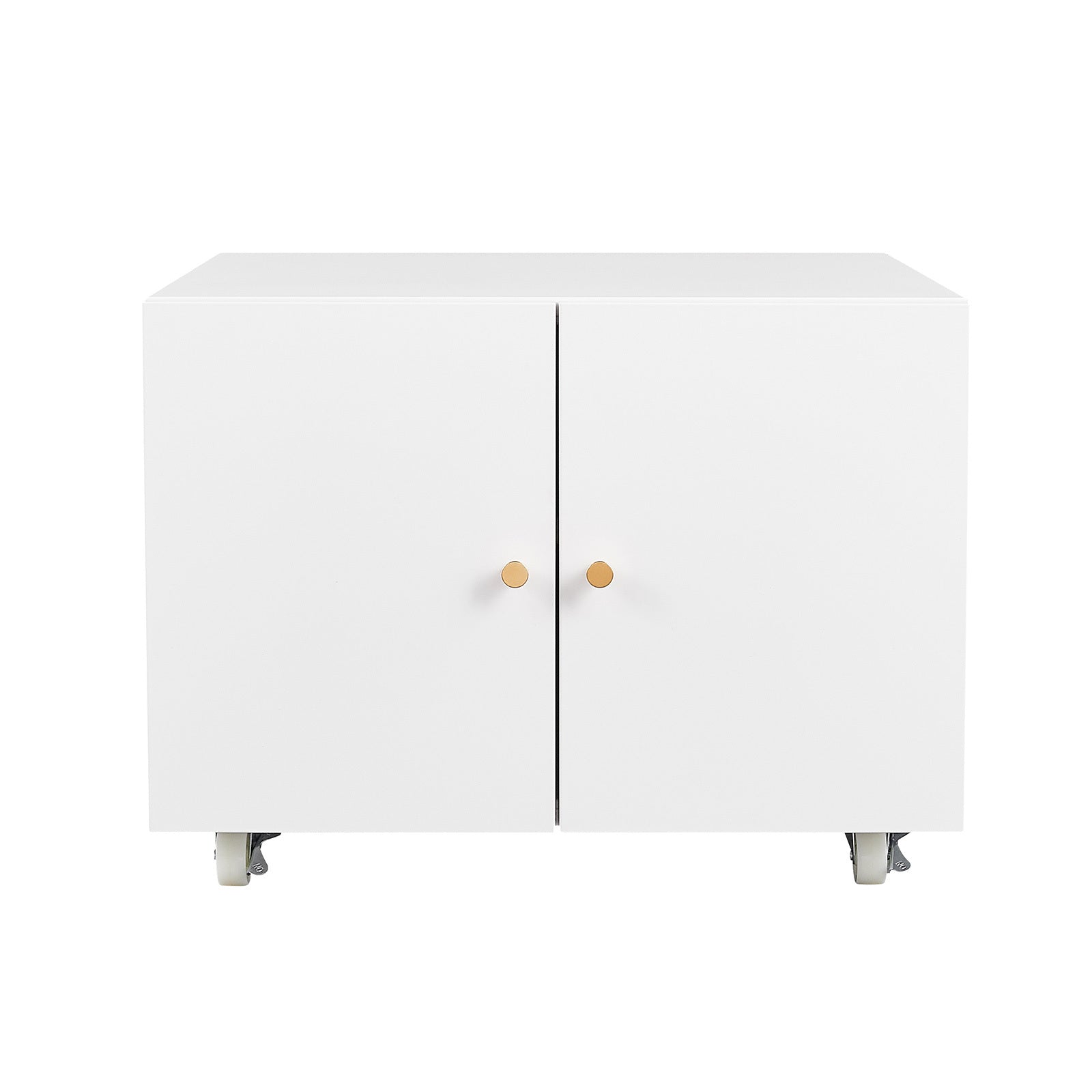 White Steel 2-Door Copier Cabinet with Mobile Pedestal and Printer Stand | Premium Home Decor - Grand Goldman