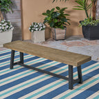 Cloud Outdoor Bench with Acacia Wood Frame and Slat Panel Design, Sandblast Grey and Black - Grand Goldman Shop