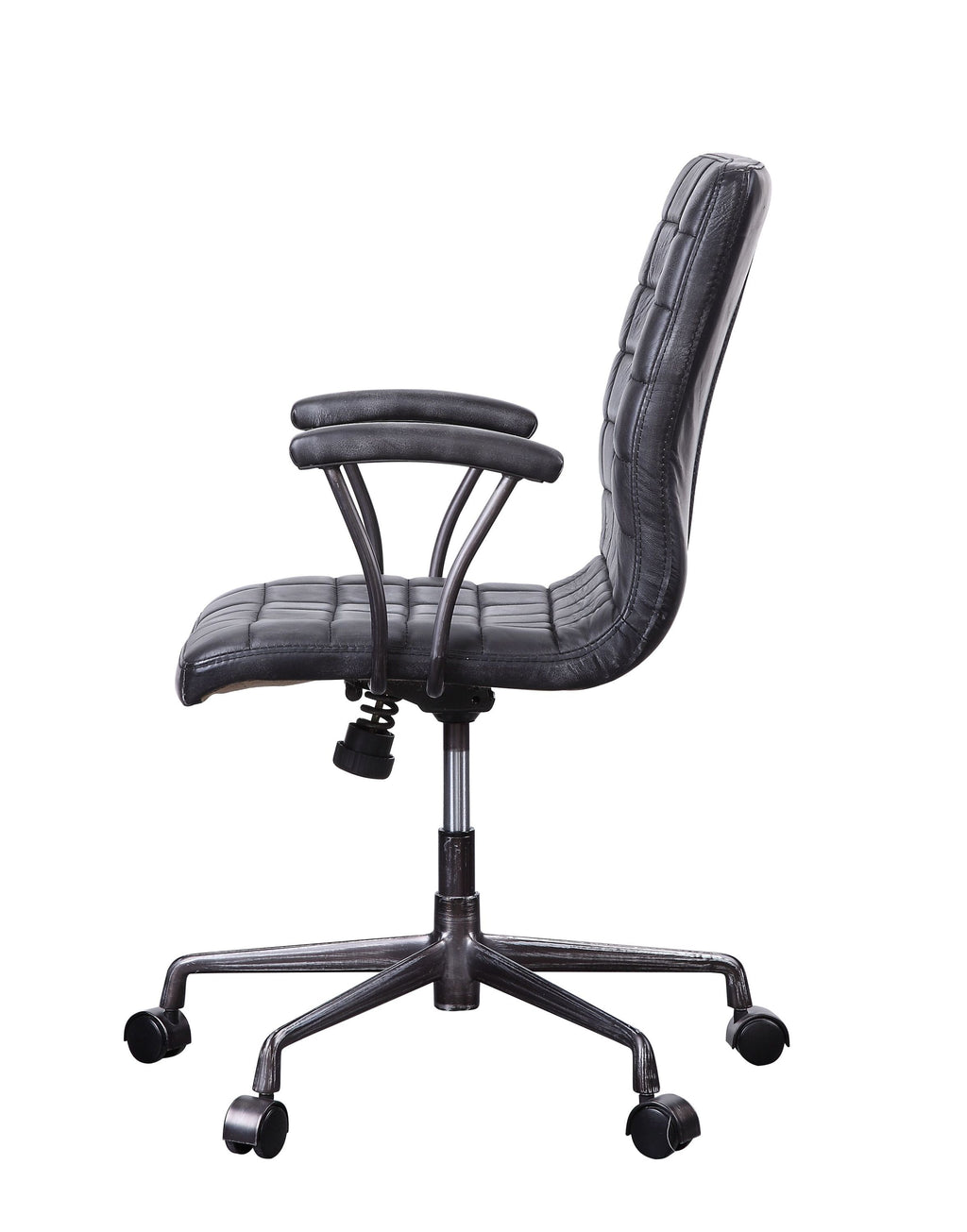 Barack Vintage Black Top Grain Leather & Aluminum Office Chair - Grand Goldman