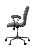 Barack Vintage Black Top Grain Leather & Aluminum Office Chair - Grand Goldman