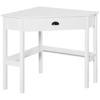 HOMCOM Corner Desk, Triangle Computer Desk with Drawer and Storage Shelves for Small Spaces, Home Office Workstation for Livi