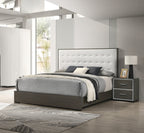 1pc Contemporary Upholstered Twin Size Panel Youth Bed Button Tufted Headboard Wooden Bedroom Furniture White Cream Gray | Pr