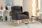 049-Teddy Fabric Rocking Chair With Packet Wood Legs,Dark Gray - Grand Goldman Shop