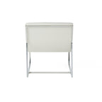 WILMOUTH ROLL OCCASIONAL CHAIR in White Leather with Chrome-Finished Steel Legs, Modern & Contemporary Style - Grand Goldman Shop