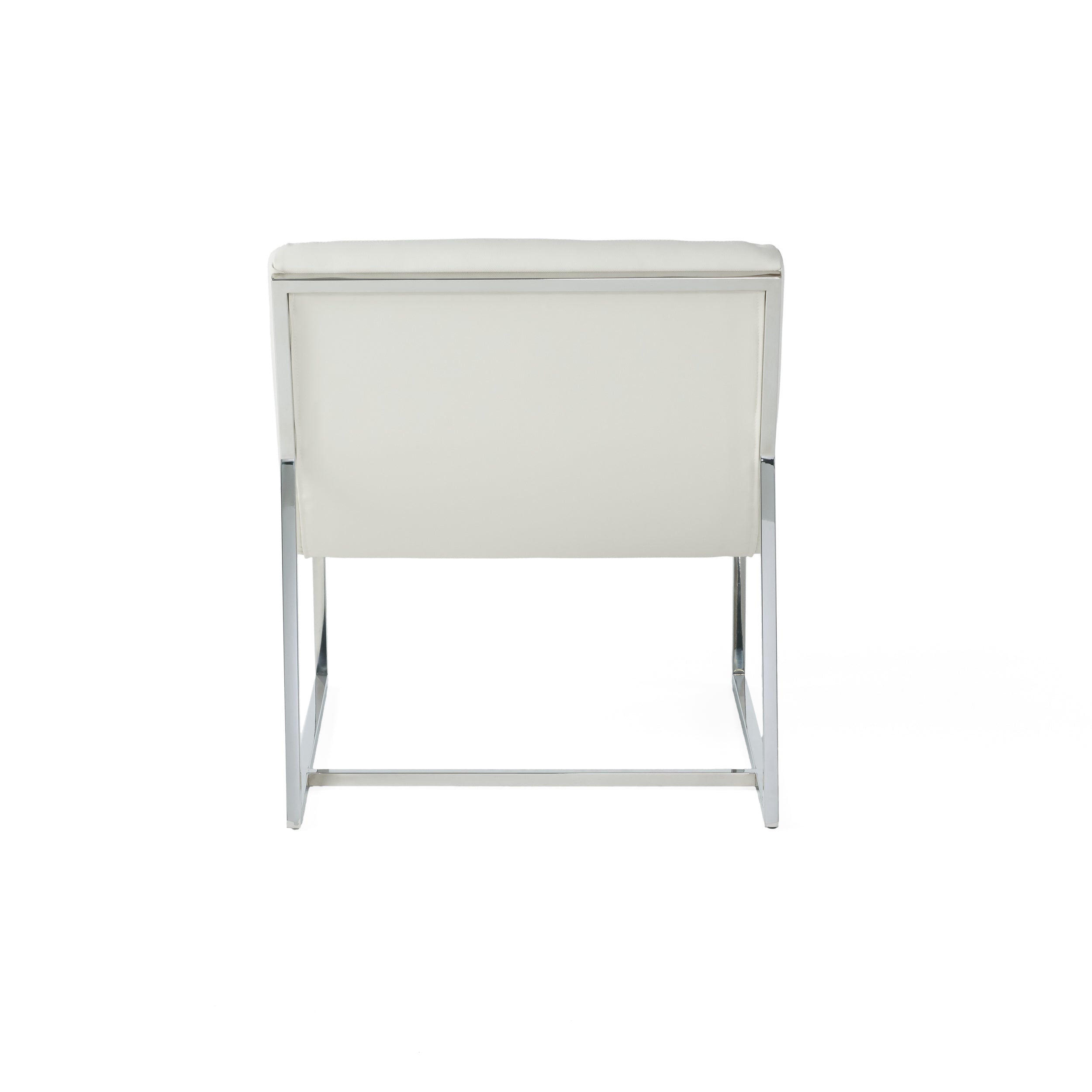 WILMOUTH ROLL OCCASIONAL CHAIR in White Leather with Chrome-Finished Steel Legs, Modern & Contemporary Style - Grand Goldman Shop