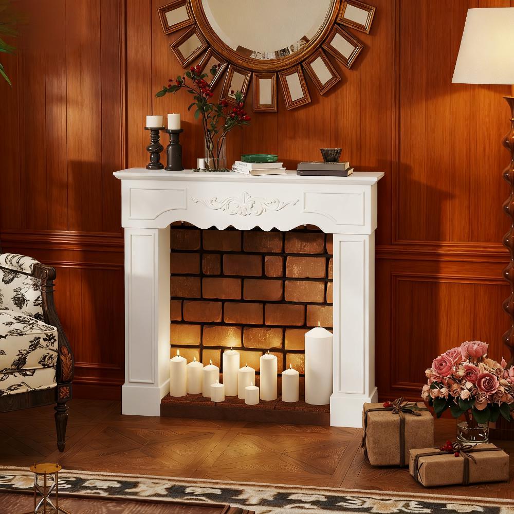 Fireplace Mantel, Freestanding Fireplace Surround with Leg for Electric Fireplaces - Grand Goldman Shop