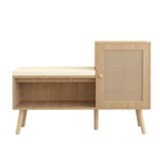 2-in-1 Shoe Storage Bench with Adjustable Shelves, Antique Natural Rattan Finish, PP Rattan and Wood Construction, Modern Entryway Organizer, 39.4 x 27.6 x 11.8 inches - Grand Goldman Shop