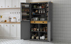 [Assembly Video Provided]TOPMAX 40.2x20x71.3inch High Freestanding Kitchen Pantry Large Cupboard Storage Cabinet with 2 Drawers, 2 Adjustable Shelves, 8 Door Shelves for Kitchen, Dining Room,Gray - Grand Goldman Shop