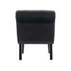 COOLMORE Modern Velvet Armless Accent Living Room Chair / Leisure Chair,Upholstered Fabric Button Comfortable Chair with Wooden Legs for Bedroom, Living Room, Office (Black Velvet) - Grand Goldman Shop