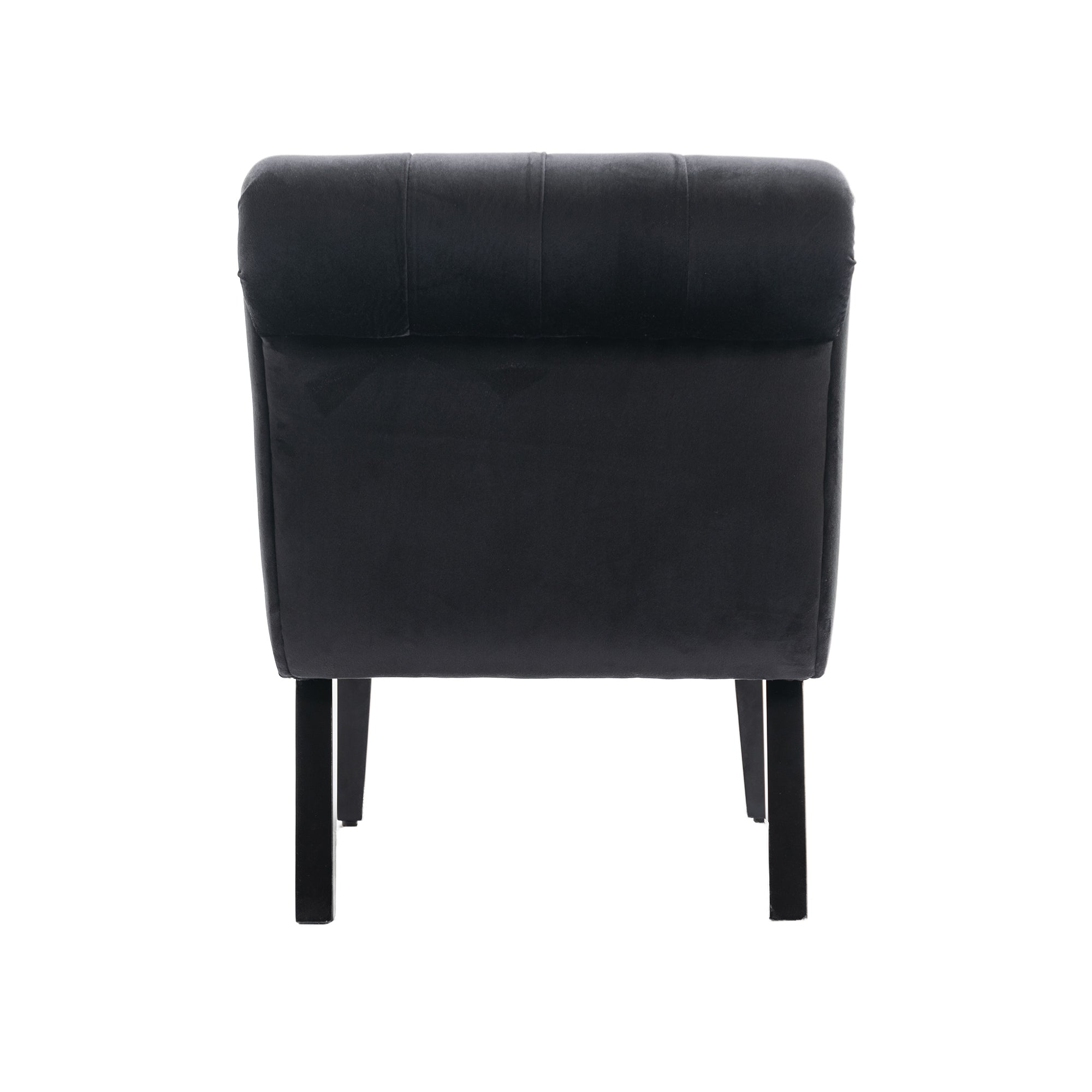 COOLMORE Modern Velvet Armless Accent Living Room Chair / Leisure Chair,Upholstered Fabric Button Comfortable Chair with Wooden Legs for Bedroom, Living Room, Office (Black Velvet) - Grand Goldman Shop