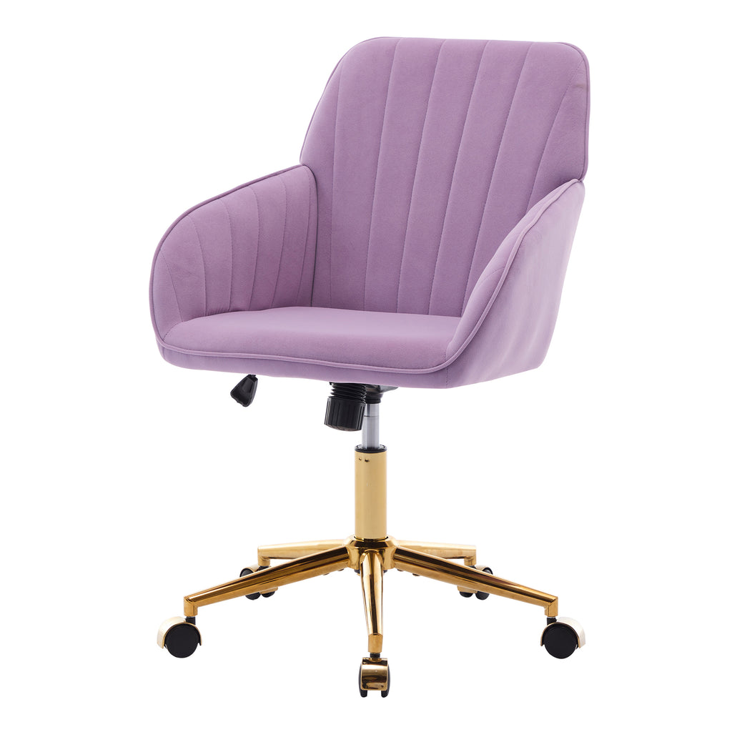 TY Ergonomic Swivel Office Chair with Backrest, Lilac Velvet, Adjustable and Comfortable for Long Sitting | Premium Home Deco
