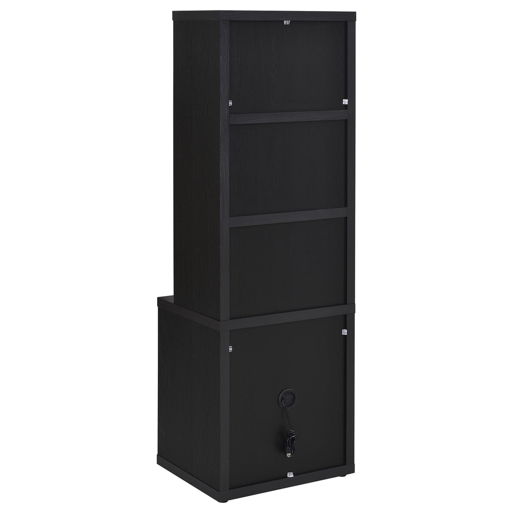 Geary Black 3-Shelf Bookcase with USB Charging and Lockable Drawer, Engineered Wood, 19.75 x 15.50 x 61.25 inches | Premium H