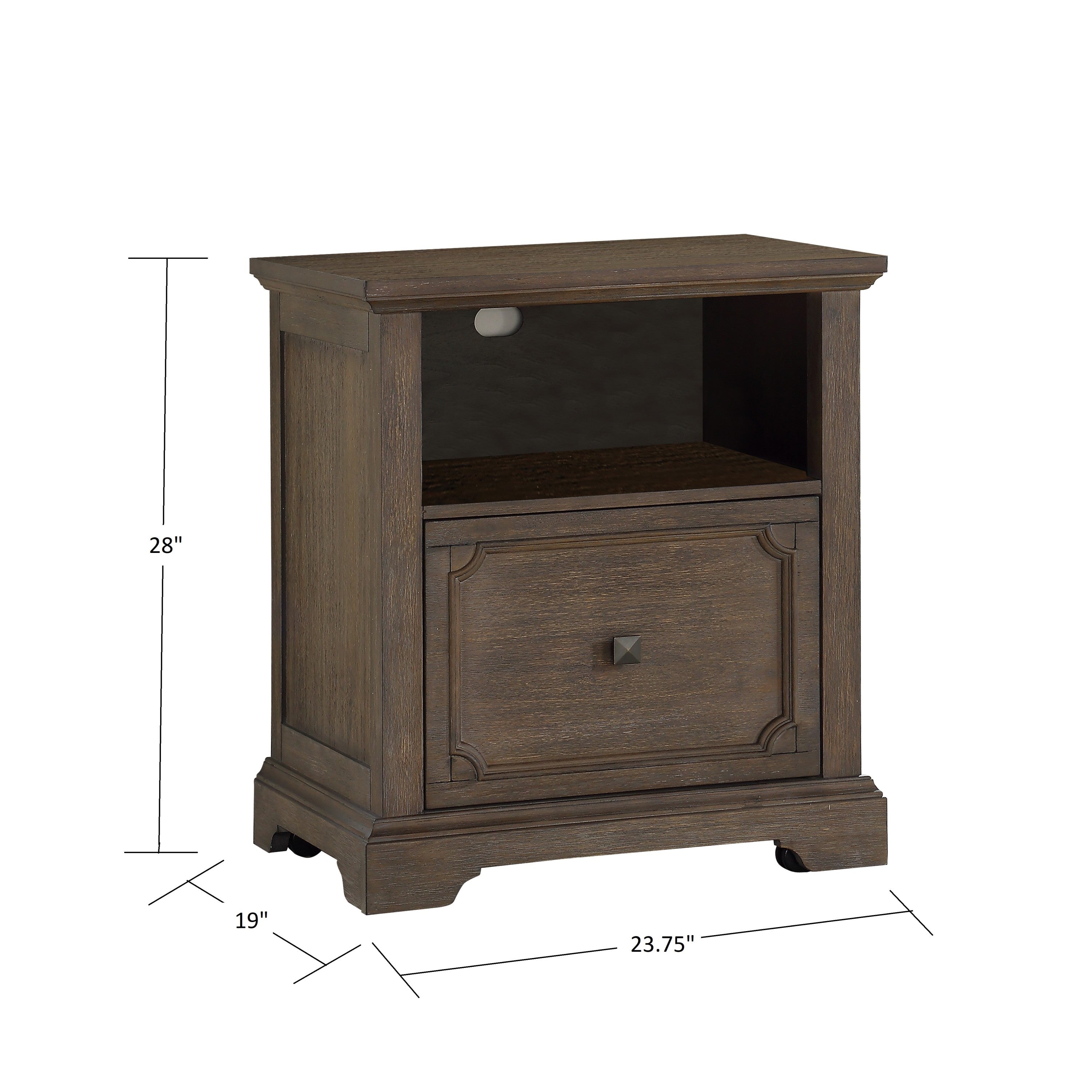Dark Oak Finish 1pc File Cabinet with Storage Drawer Shelf Casters Movement Wooden Furniture - Grand Goldman