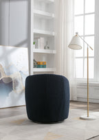 Teddy Fabric Swivel Accent Armchair Barrel Chair With Black Powder Coating Metal Ring,Dark Blue - Grand Goldman Shop