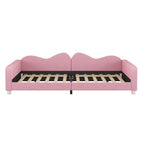 Full size Upholstered Daybed, Sherpa Fabric Sofabed with Cloud-Shaped Backrest, No Box-spring Needed, Pink(Old SKU: WF532069AAH) - Grand Goldman Shop