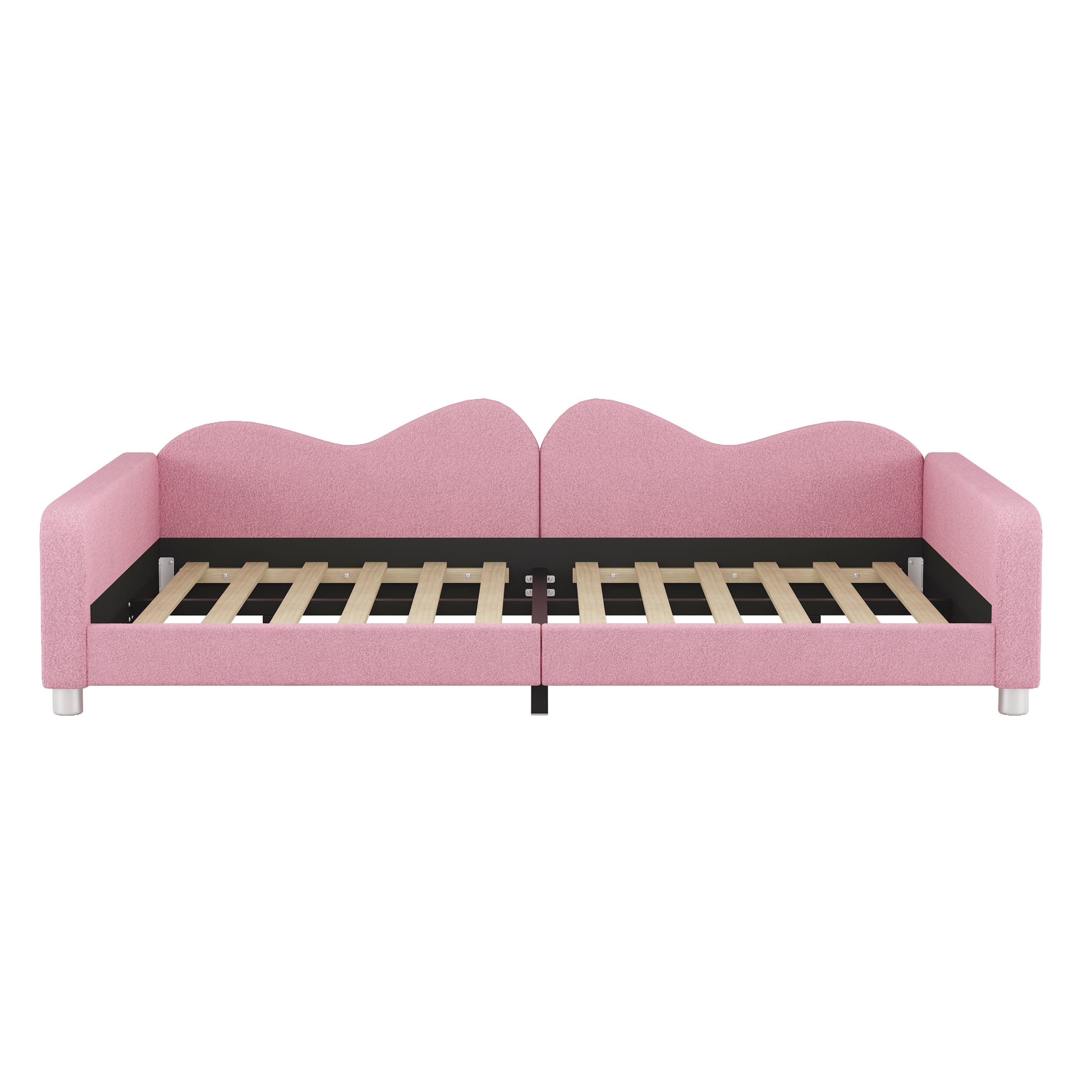 Full size Upholstered Daybed, Sherpa Fabric Sofabed with Cloud-Shaped Backrest, No Box-spring Needed, Pink(Old SKU: WF532069AAH) - Grand Goldman Shop
