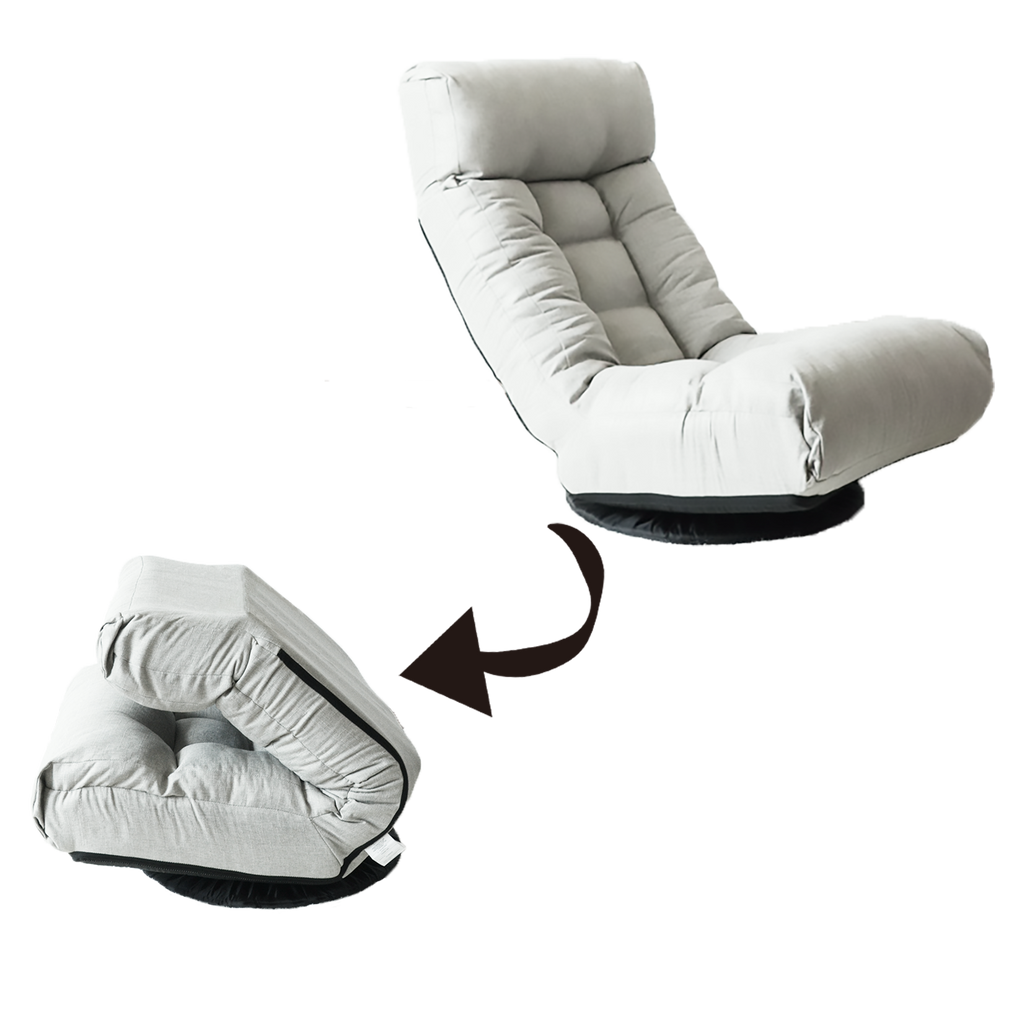 Japanese-Style  Gray with Metal Frame Adjustable Reclining Floor Chair – Tatami Lazy Sofa for Balcony or Bedroom - Grand Goldman Shop