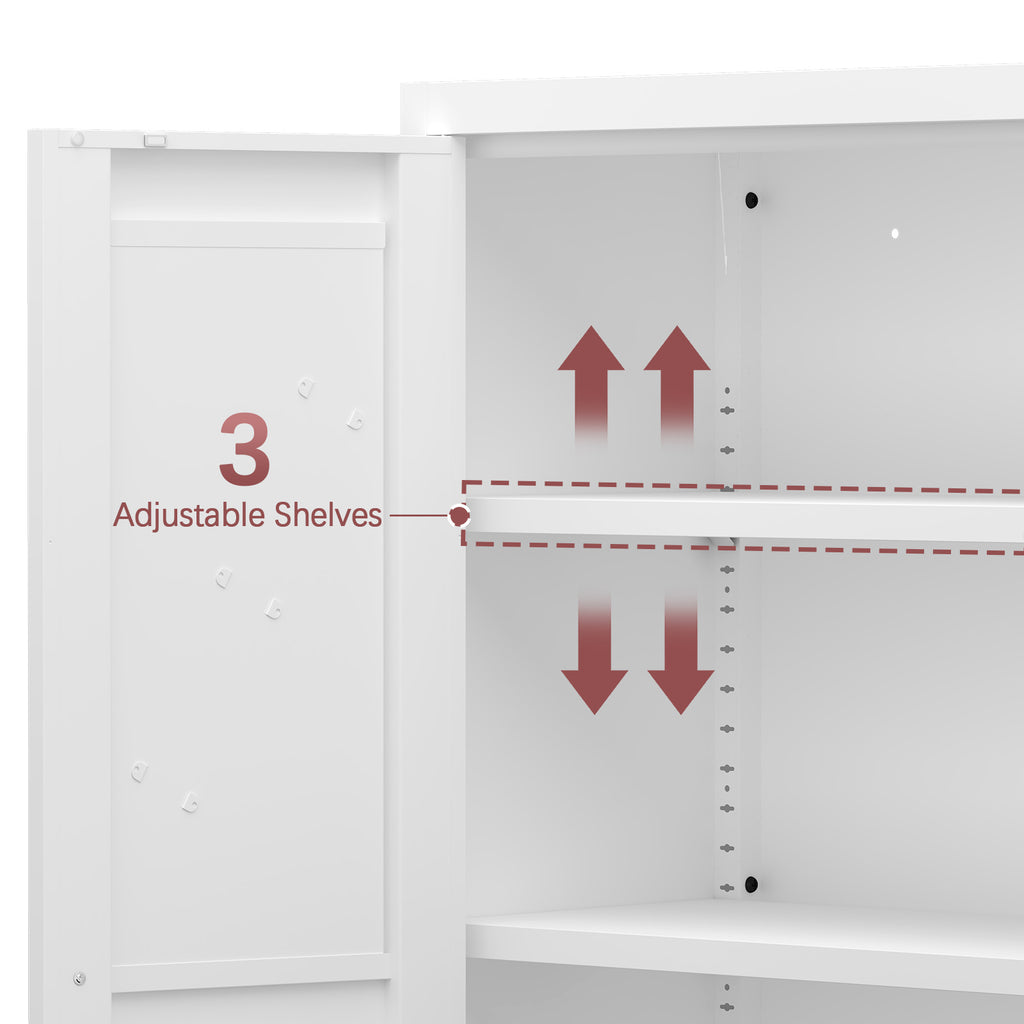 Metal Adjustable 2 Doors Metal Storage Cabinet Kitchen Pantry Cabinet With Adjustable Shelves all Steel Cabinet Locker For Ki