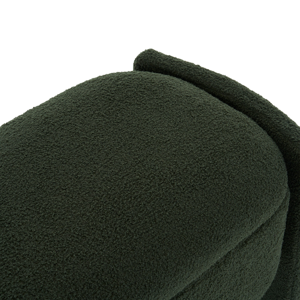 Elegant Long-shaped Storage Ottoman Bench, Boucle Material, Dark Green, Simple and Grand Design - Grand Goldman Shop
