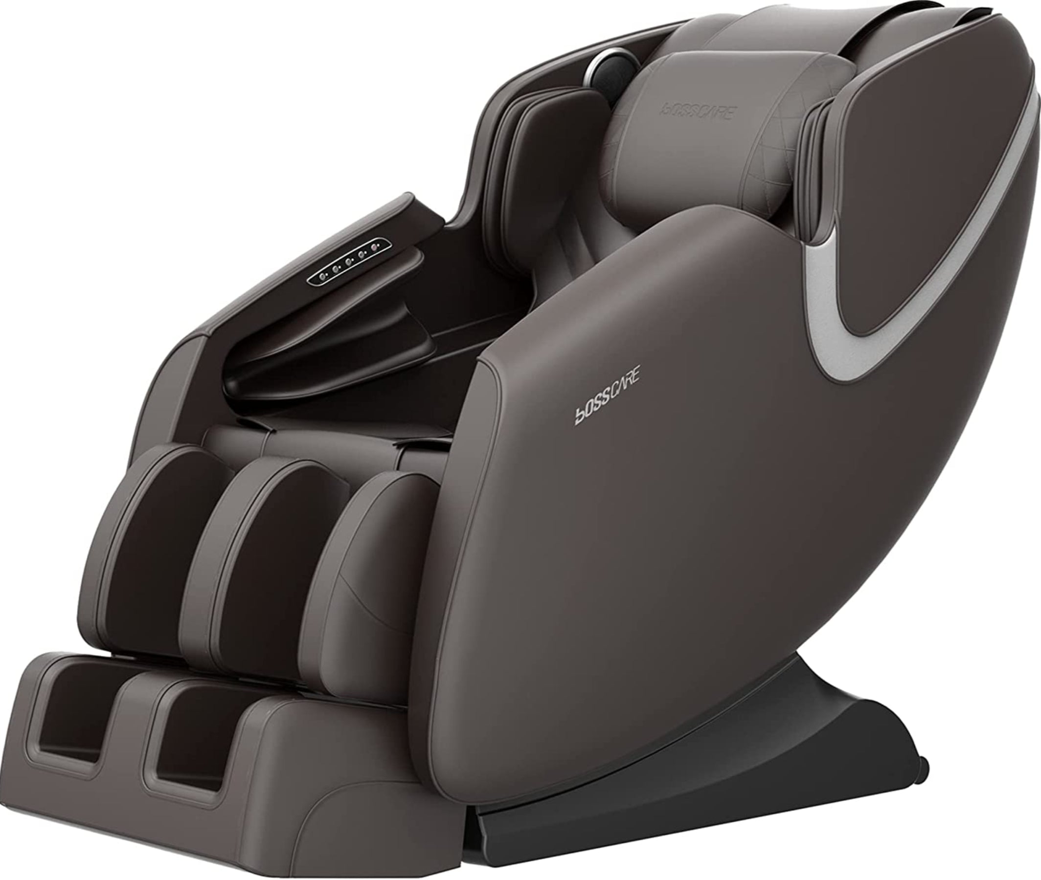 BOSSCARE Massage Chair Recliner with Zero Gravity, Full Body Airbag Massage Chair with Bluetooth Speaker, Foot Roller Brown - Grand Goldman Shop