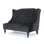 Nurturing Upholstered Loveseat with Wing Back and Diamond Tufting, Black - Grand Goldman Shop