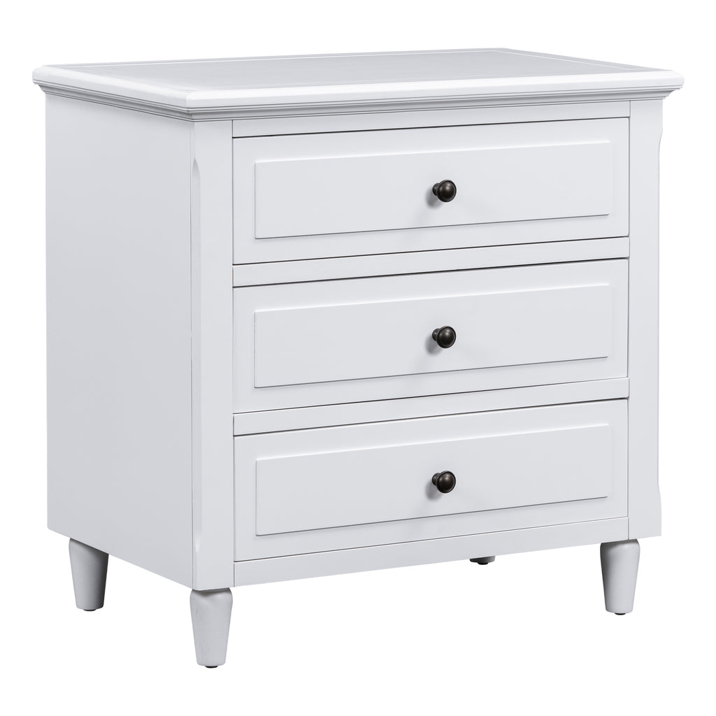 U_STYLE 28''painted Nightstand with 3 Drawers and Smooth Gliding Rails ,Simple Bedside Cabinet with Metal handle, Minimalist Sofa Side Table with rubber legs for Bedroom Sofa Couch Office - Grand Goldman Shop