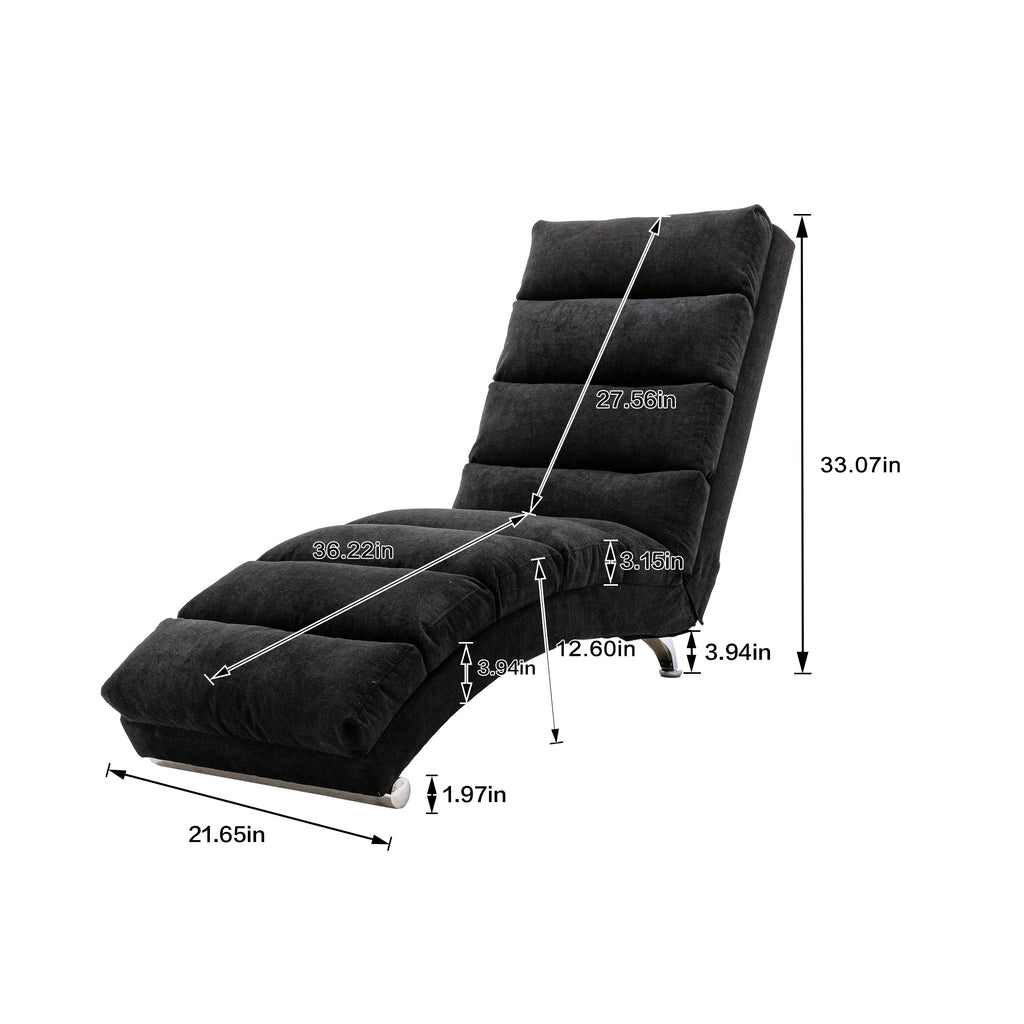 COOLMORE Luxury Upholstered Chaise Lounge Chair with Vibration for Relaxation, Modern Fixed Back Fabric Leisure Recliner Sofa for Living Room/Bedroom - Grand Goldman Shop