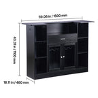 Home Bar Unit, Wine Bar Cabinet Table 4-Tier with Storage Drawer Shelves, Wine Glass Holder, Bottle Rack, LED Light, Wood & Metal Liquor Cabinet for Home, Basement, Kitchen, Living Room, Black - Grand Goldman Shop