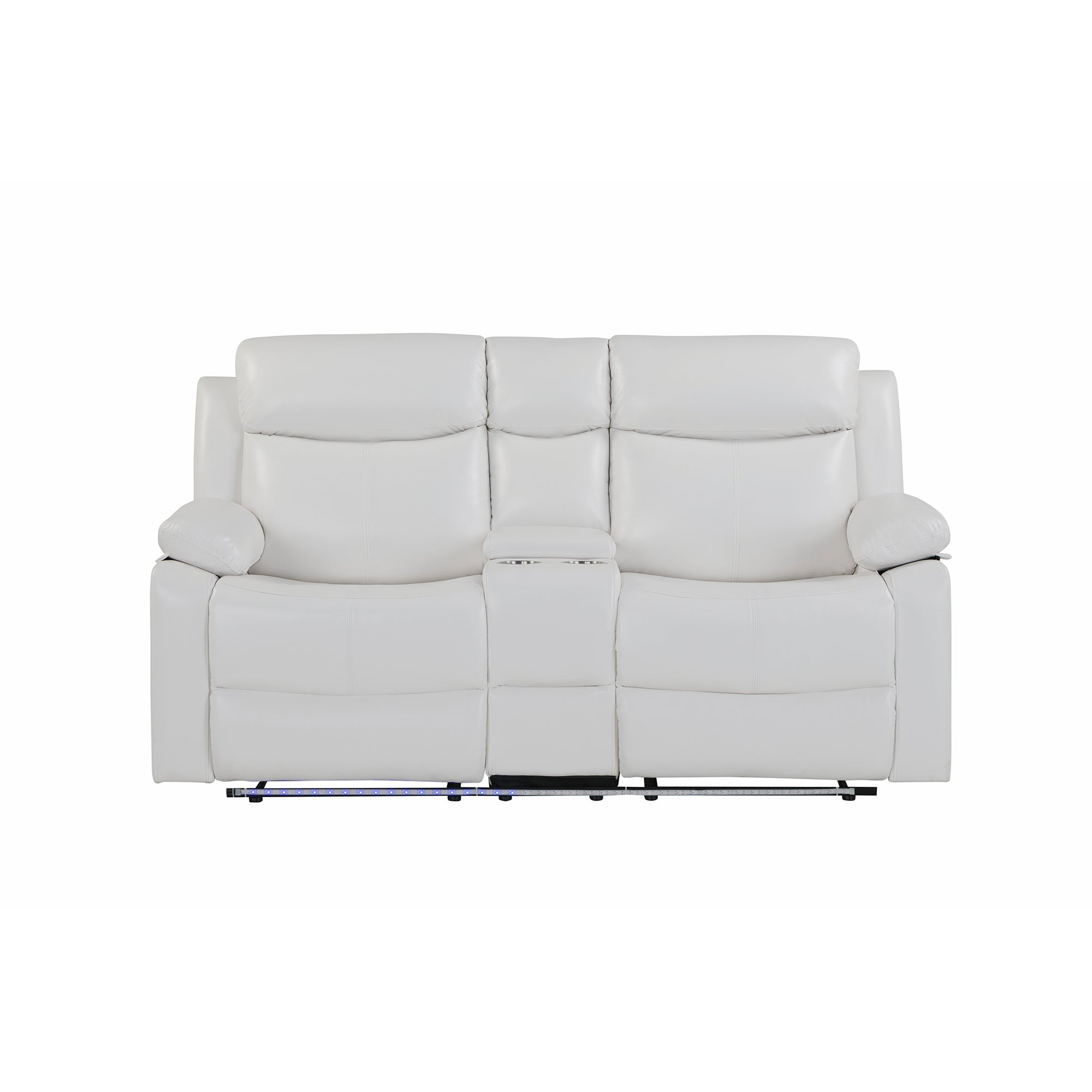 Blanche White 3PC Reclining Sofa and Loveseat with LED Lights, Speaker, Wood Frame, Medium Firm Seating, White - Grand Goldman Shop