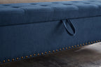 59' Bed Bench with Storage  Blue Fabric - Grand Goldman Shop