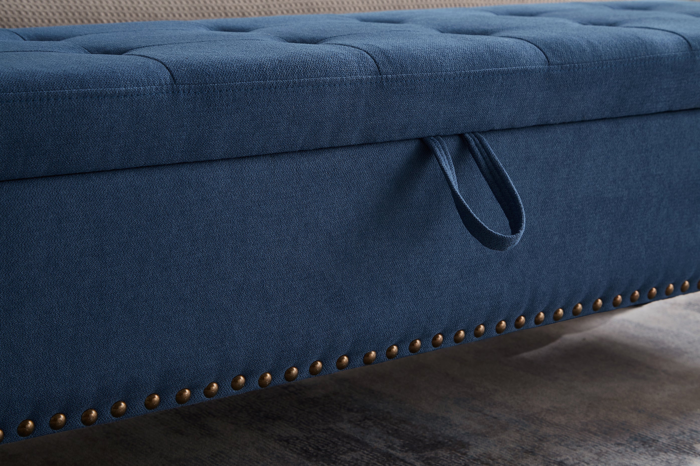 59' Bed Bench with Storage  Blue Fabric - Grand Goldman Shop