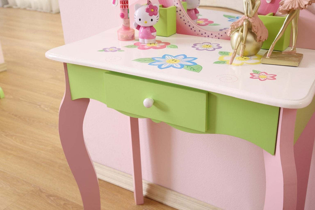 Kids Funnel Layla Girls Flower Vanity Set with Stool | Premium Home Decor - Grand Goldman