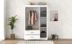 3-Door Wardrobe with 2 Drawers, White(OLD SKU:LP006001AAK) - Grand Goldman Shop