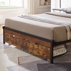 Modern Style Full Bed Drawers with Wheels Storage Solution Brown+Black MDF+Metal 25x15.7x7.7 inches - Grand Goldman Shop