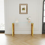 Console Table Stainless Steel Glass,Meal side table Golden Clear  bs-02 - Grand Goldman Shop