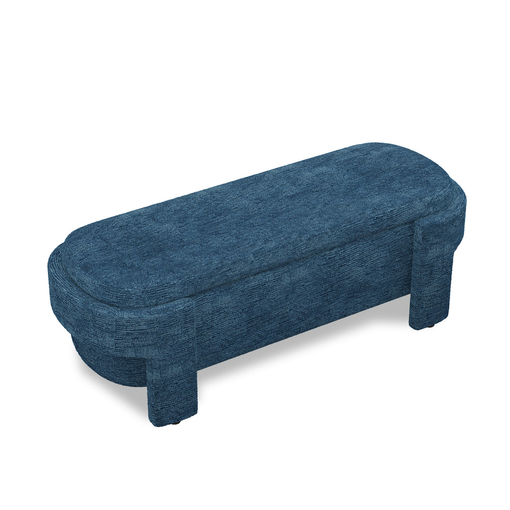 Linen Fabric Upholstered Bench with Large Storage Space for the Living Room, Entryway and Bedroom,dark blue( 51.5''x20.5''x17'' ) - Grand Goldman Shop